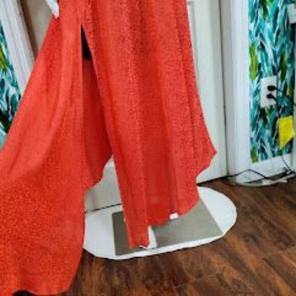 Ronny Kobo Wrap Boho 80s Glam Whimsy Estelle Asymmetric Satin-Jacquard Dress L - Picture 2 of 14